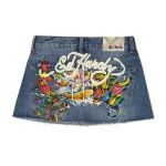 MULTI TATTOO DENIM MINI SKIRT