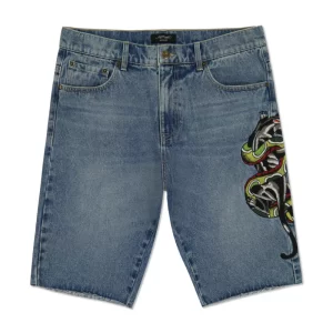 PANTHER SNAKE DENIM SKATER SHORT