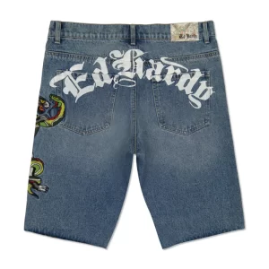 PANTHER SNAKE DENIM SKATER SHORT